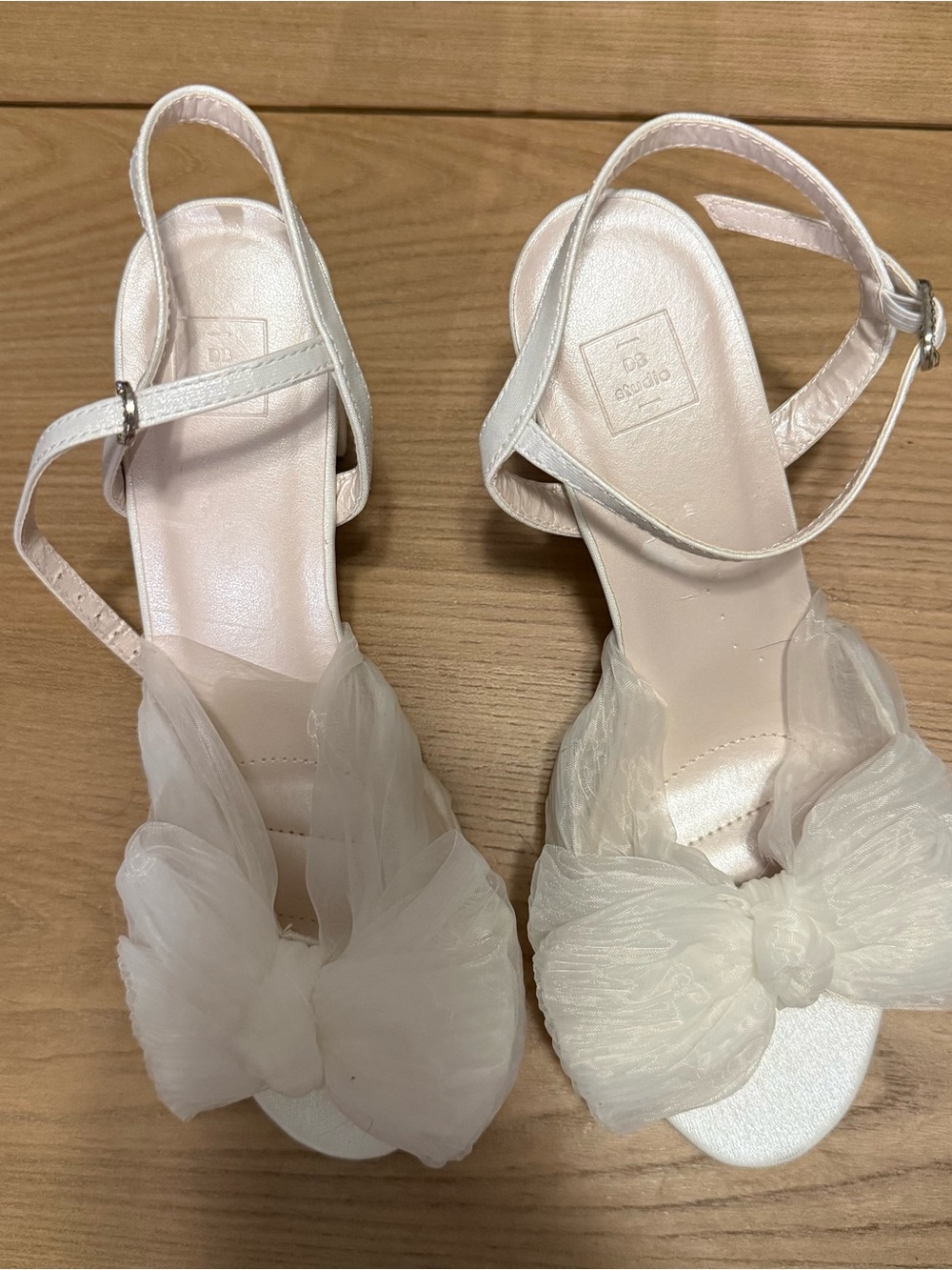 White Bow Tulle Heels for Women